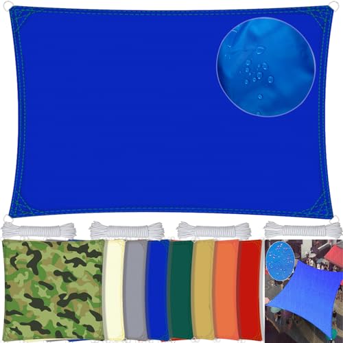 SDLLG Sonnensegel mit D-Ring Rechteck aus Oxford-Stoff 180g/㎡ Wasserdicht Sonnenschutz Wetterschutz Segel Baldachin UV Schutz für Balkon Terrasse Garten-Blau - Anpassbare Größe
