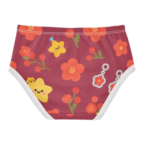 Girls' Underwear Red Flowers Floral Star Toddle Brief Panties 2-8 Years 203005832