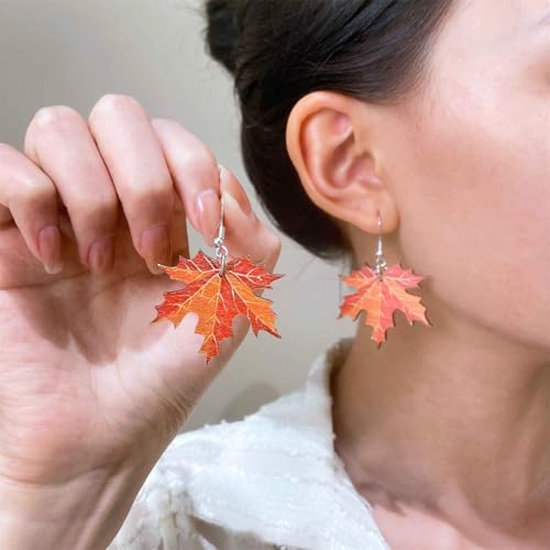 Cute Thanksgiving Earrings for Women Handmade Colorful Wooden Autumn Fall Turkey Chicken Pumpkin Maple Leaf Sunflower Dangle Drop Thanksgiving Fall Earrings Holiday Jewelry2