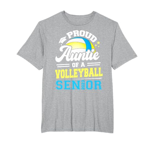 Proud Auntie of A Volleyball Senior 2023 Graduation T-Shirt, Men's Big and Tall, Heather Grey, 2X Tall