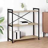 Charme industriel urbain : bibliothèque rectangulaire à 5 étages en bois de chêne Sonoma et cadre en acier noir apporte des lignes épurées et un look loft authentique à votre salon, bureau ou chambre à coucher, un véritable accroche-regard pour les intérieurs modernes
