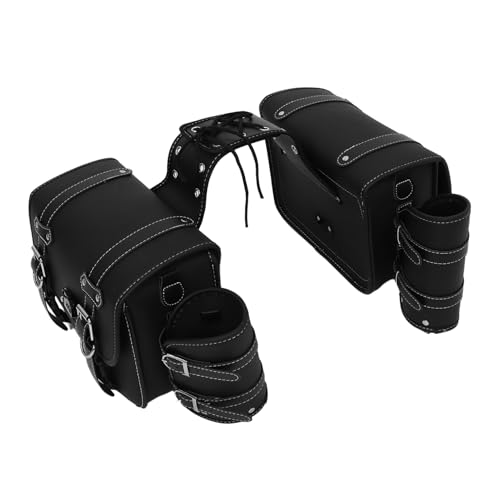 Bolsa lateral para motocicleta Vaguelly de PVC negro, alforja universal con cierre de cremallera miniatura 1
