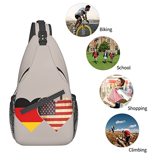 Mochila tipo bandolera unisex con banderas de Alemania y EE.UU. miniatura 7