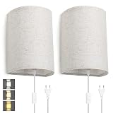 ENCOFT Wandleuchte Innen ALICE halbrund Loft Design Schwarz Stoff E27 leselampe Wandlampe mit Einstellbar Schalter für wohnliche Wohnzimmer Schlafzimmer Flur ( 2 Stück Inkl. Leuchtmittel )