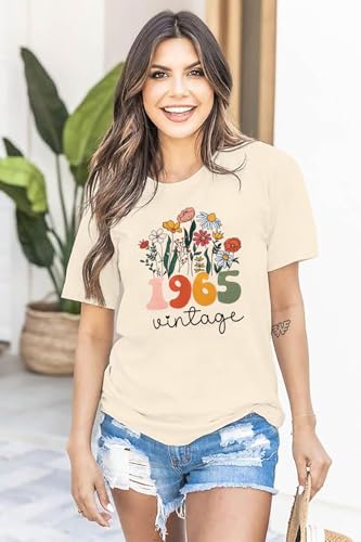 60th Birthday Shirt Women Vintage 1965 T-Shirt Sixty Birthday Party Tee 60 Years Old Birthday Gifts Short Sleeve Top2