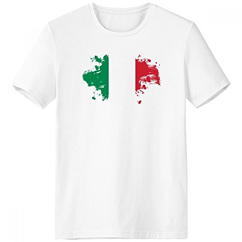 T-shirt Italie Blanc Homme Grande Taille 3XL Maillot Motif Drapeau Col Rond Coton sans Étiquette
