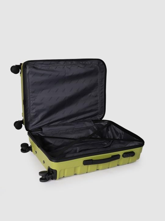 Image of Teakwood Small-Medium Cabin Size 8 Wheels Trolley Bag, Hard Cabin with Zipper Closure, Adjustable Push Button & Cross Side Strap, TSA Lock System 360 Degree (Set of 2, Lime Green)