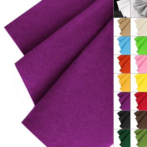 Image of IONTACH 36 inch X 36 inch Purple Stiff Felt Fabric 1.2mm Thick | Felt Sheet for Craft, Sewing, Patchwork, Liner Decorations, School Projects, Home Decor