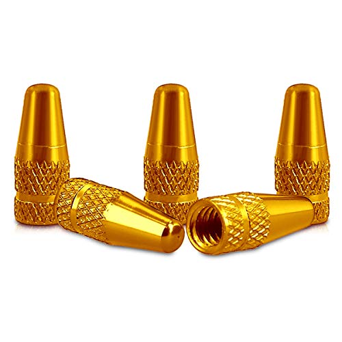 kwmobile 5X Bouchon de Valve de Pneu - Set de Bouchon de Protection en métal pour Valve de Pneu Sclaverand - Vélo VTT - doré