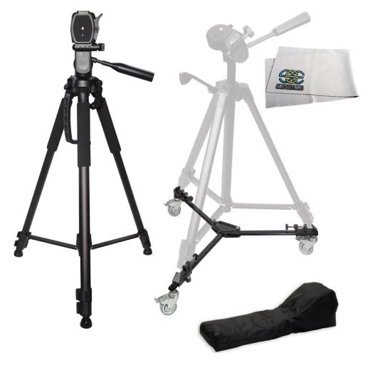 72" Professional Heavy Duty 3-Way Pan Head Video Camera Tripod & Heavy Duty Dolly for The Canon XH-A1, XH-A1S, XH-G1, XL-1S, XL1, XL2, XL-H1, GL2, GL1, XM2, XM1 Mini Dv Camcorders