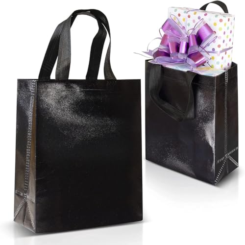Image of DOUBLE R BAGS Reusable Small Gift Bags - Elegant Gold Shopping Bags with Handles for Weddings, Birthdays, and Return Gifts - Eco-Friendly & Durable.