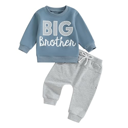 Image of Toddler Baby Girl Boy Clothes Sibling Matching Outfits Long Sleeve Sweatshirt Casual Pants Fall Winter 2Pcs Set