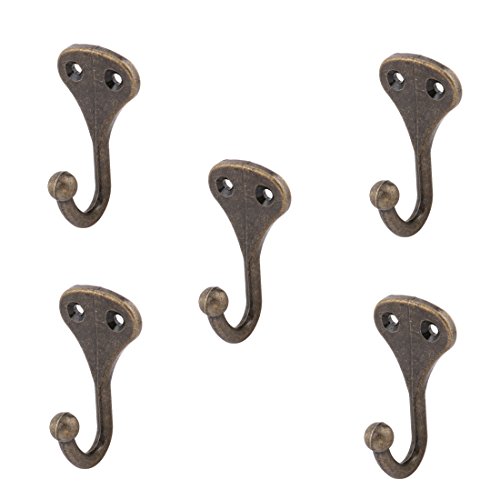 sourcing map 5 STK Antik Stil Kugel Ende Einzelhaken Mantel Schal Tasche Kleiderbügel Haken DE de