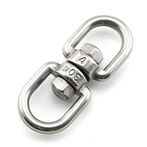 Lind Kitchen 1Pcs M4 Double Ended Swivel Eye Hook 304 Stainless Steel Eye To Eye Swivel Shackle Ring Connector + 2Pcs M5 Snap Hook #TOP1