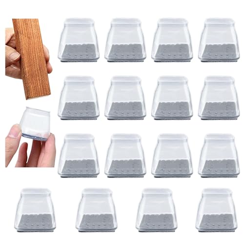 GWAWG 16 PCS Chair Leg Floor Protectors Silicone Chair Leg Caps Chair Leg Protection Covers with Felt Pads for Protecting Hardwood Tile Laminate Floors Furniture No Scratches and No Noise(Large)