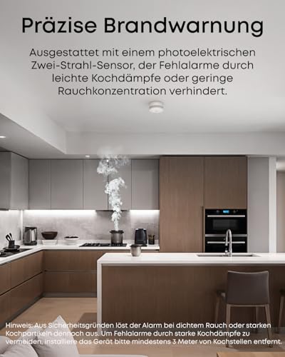 eufy Rauchmelder E10, präzise Feueralarme, ultrakompaktes 70mm Design, verlängerte 5 Jahres-Batterie, große Funkreichweite, erfordert eine EU-Version von HomeBase 2, 3, Mini oder Pro