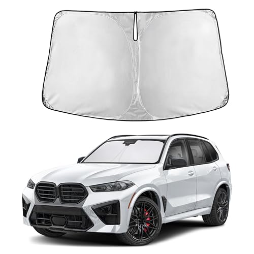 Image of Autovir Windshield Sun Shade Fit for 2019-2024 2025 2026 BMW X5 | Sunshade, Front Car Window Shades Sun Visor, Blocks UV Rays & Heat, Car Accessories
