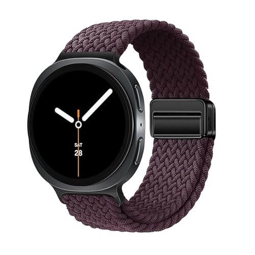 Image of Magnetic Braided Band for Samsung Galaxy Watch 9 8 40mm 44mm, Galaxy Watch8 Classic 46mm, One Click No Gap Elastic Stretchy Nylon Fabric Sport Strap for Women Men (Dark Cherry)