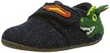 Wolle Living Kitzbühel Unisex Kinder Klettslipper Drache Und Flamme Flache Hausschuhe, Blau (Nachtblau 590), 26 EU