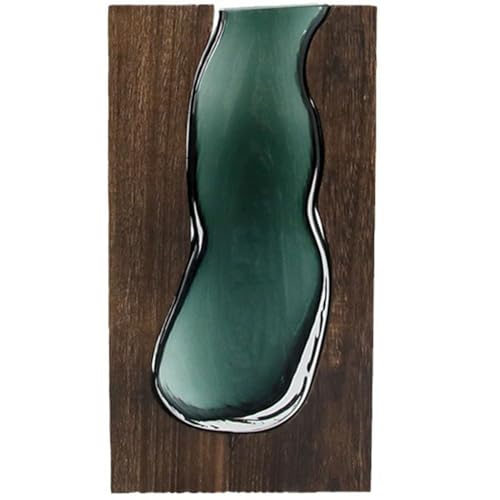 HHCTEBEC Jarrones con Incrustaciones de Madera y Vidrio, florero de Madera de Vidrio para Granja florero de Vidrio de Madera Maciza, jarrones de decoración para el hogar para Centro de Mesa,B