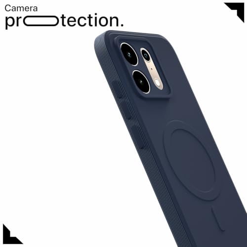 Image of Outlouders Back Cover for Realme P4s 5G | Soft Matte Silicone | Slim Fit | Magnetic-Safe Logo Design (Magnetic-Safe Not Compatible) | Shockproof | Camera Protection Bumper Case (Blue)