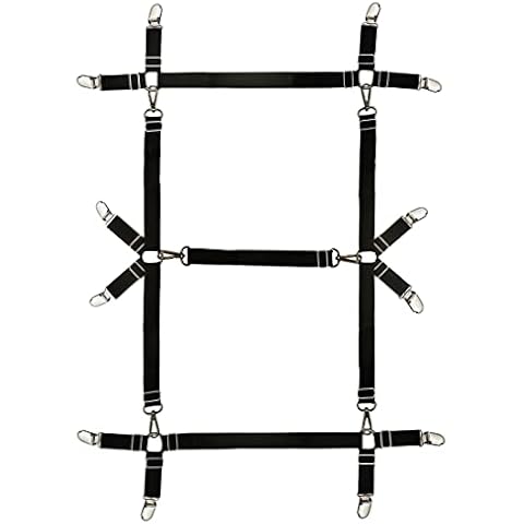 Eopocdor Bed Sheet Straps Nonslip Fitted Sheet Clips,Adjustable Elastic Bedding Holder Easy Install on Mattress Covers (Black) Cover