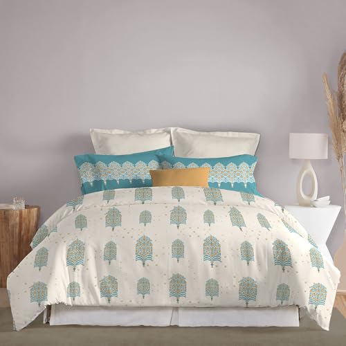 Image of MYTRIDENT Celebration Bedsheet Gifting Collection Double Size - Saanjh Teal