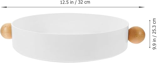 Miniatura 6 de Cabilock Bandeja de madera maciza Placa de fruta redonda Bandeja de almacenamiento decorativa