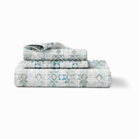 LINENWALAS 100% Cotton Bed Sheet for Single Size Bed, Printed Single Bedsheet (60 x 90 Inches) with 1 Pillow Covers | 210 TC Soft, Breathable, Luxury Bedsheet (Blue Tribal)