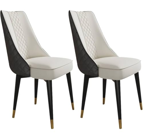 Image of Dream Furnishing - Set of 2 Dinning Chairs Elegant & Luxury Looks Strong Metal Frame Legs for Home Cafe Office Hotel (Black-Ivory Set of 2)