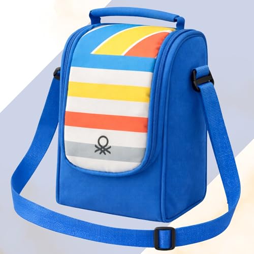 United Colors of Benetton Lunch Bag for Women & Men, Insulated Bag, Tiffin Lunch Bag for Office/College/School, Bottle Holder, Lightweight, Durable Handles, Fits 3 Containers