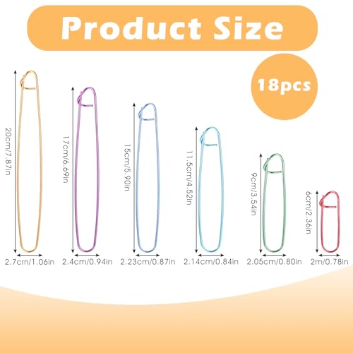 Image of Molain 18 Pcs Knitting Stitch Holders, Yarn Stitch Holder Stitch Colorful Aluminum Crochet Stitch Holders for Sewing Crocheting Supplies Tools Accessories
