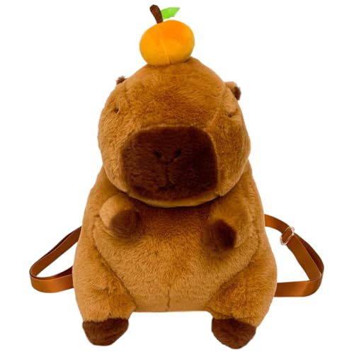 PyrrlicToy Capybara Plush Mochila,Cartoon Backpack Kids,Cartoon Plush Bookbag,Mochila escolar de dibujos animados para niños（37 × 25 × 19cm）