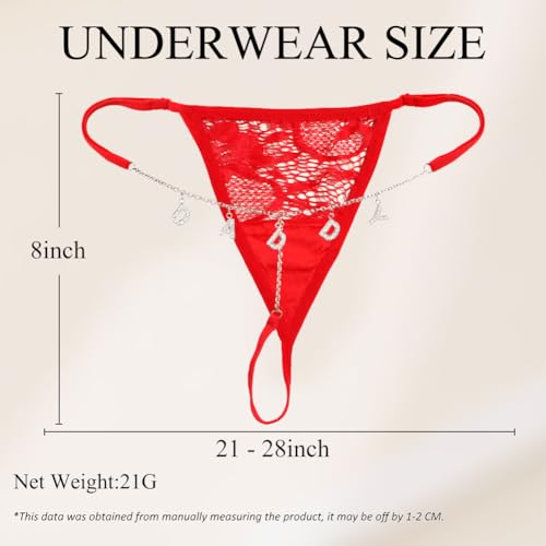 Image of Sexy Underwear for Women, Lace Thongs with Sparkling Letter Charms, Fun and Flirty Panties for Women Sexy