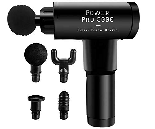 Power Pro 5000 - Ultra Massage Gun - Deep Tissue Muscle Massager for Sore Muscle, Stiffness, and Pain Relief - Super Quiet - 6 Speeds High Intensity Vibration - Quick Recharge - Light Weight (Black)