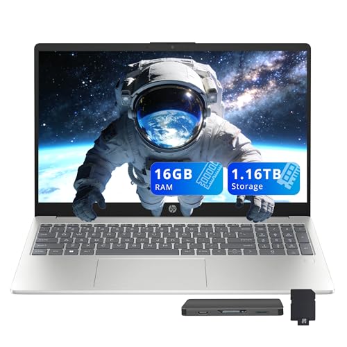 Image of HP Pavilion 15.6 inch FHD Business Laptop, Intel i3-N305, 16GB RAM, 1.16TB Storage(1TB SSD+160GB Docking Station Set), Intel UHD Graphics, Number Pad, Fingerprint Reader, Webcam, Wi-Fi 6, Win 11, Silver