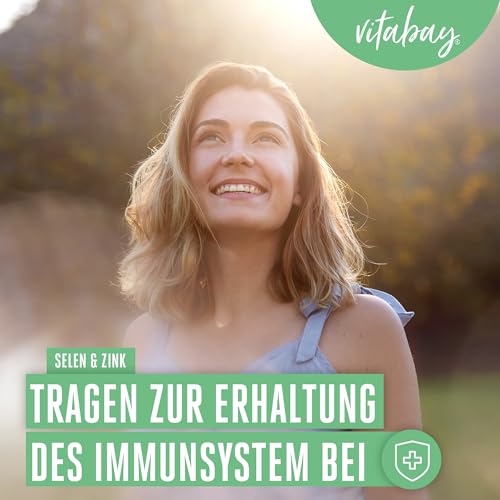 Vitabay Biotin Hochdosiert 10000mcg 180 Tabletten Time Released & Vegan - Haar Vitamine Hair Vitamins Biotin Haare Zink Selen Haut Haare Nägel Kapseln - Haarvitamine für Frauen Tabletten