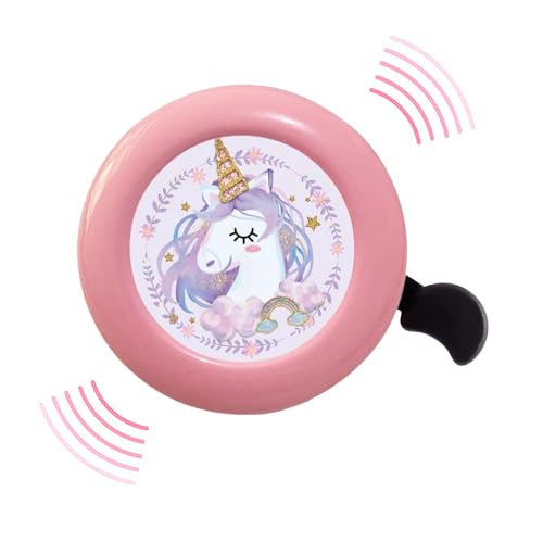 Satiskid Kids Bike Bell - Loud & Cute Cartoon Design Bicycle Bell for Girls and Boys Easy to Install Bike Accessories (Pink)