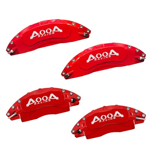 AOOA Red with White Logo Caliper Covers for 2020–2024 Toyota GR Supra – DIY Custom Aluminum Caliper Covers, Easy Install No Paint, Exterior Upgrade, Car Enthusiasts & Sports Car Owners(Set of 4)