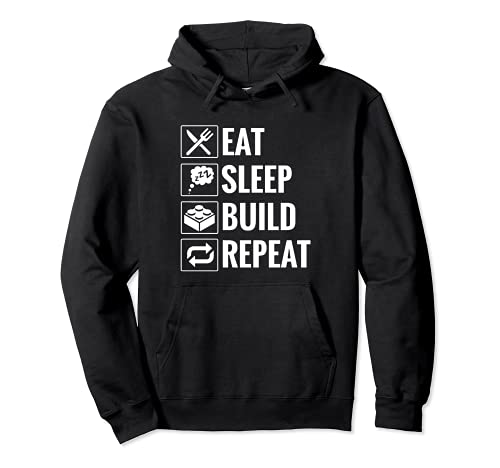 Funny Eat Sleep Build Repeat Blocs de construction pour homme femme et jeune Sweat à Capuche
