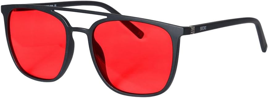 SHINU Light Blocking Glasses Red Lens Blue and Green Blocking Glasses Disruptive Eliminate Eye Strain 080RD