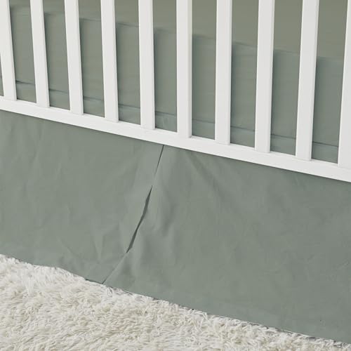 Image of Brandream Gender Neutral Boho Bohemian Baby Girl Boy Nursery 3 Pieces Crib Bedding Set Solid Green Farmhouse Chic Unisex Cozy 100% Washed Cotton Like Linen Supersoft