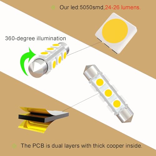 Bombilla LED Festoon 42mm 12V 6 unidades Blanco Natural miniatura 6