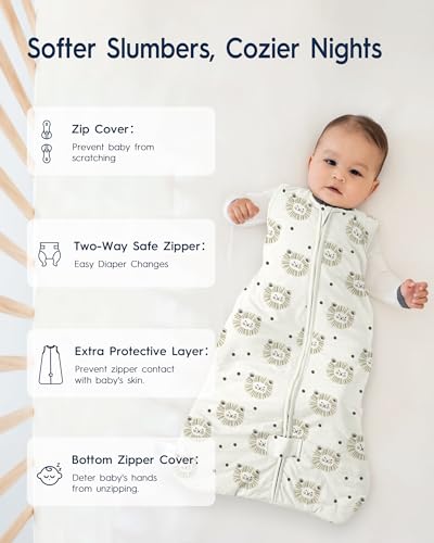 Image of TotAha Baby Sleep Sack 18-24 Month TOG 1.0, Premium Soft Wearable Blanket Baby Sleeping Bag with 2-way Safe Zipper for infant Babies Girl Boy, Boho Lion(1.0 Tog)