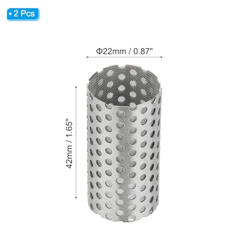 Image of PATIKIL 2 Pcs 22mm OD Strainer Mesh, 42mm H 80 Mesh Screen Y Shaped Strainer Filter Valve Mesh Screen 304 Stainless Steel Double Layer Strainer Mesh for Debris Pump Water Oil Separation