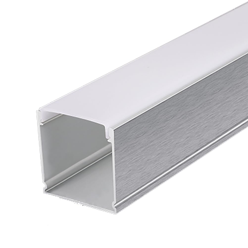 RISHORI 3.3ft/1 Meter U Shape LED Aluminum Channel System for LED Strip Light Installations,Borderless LED Diffuser Channel with Milky Cover,30mm*30mm borderless