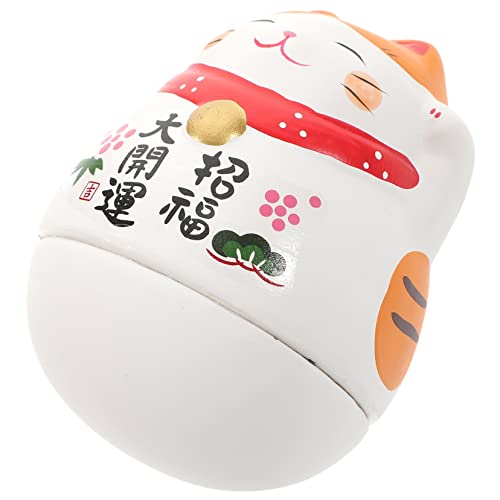 Figurine de chat en céramique blanche pour rompre la monotonie des bureaux encombrés