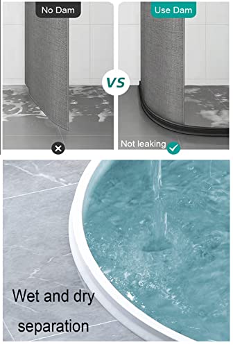 3" High Shower Water Splash Guard 67"Collapsible Shower Threshold Water Dam 3 Inch Tall Shower Barrier Water Stopper To Keep Water In Shower Dry And Wet Wheelchair Accessible (5.6Ft） #TOP2