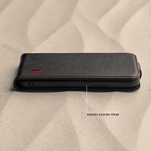 Torro Cell Phone Case Compatible With Iphone 12 Mini - Quality, Genuine Leather With Card Slots And Vertical Flip Down Cover [Magsafe Compatible] [Durable Frame] (Black) #TOP4