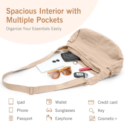 Canvas Crossbody Bag for Women, Shoulder Bag with Pockets, Casual Travel Messenger Bag4